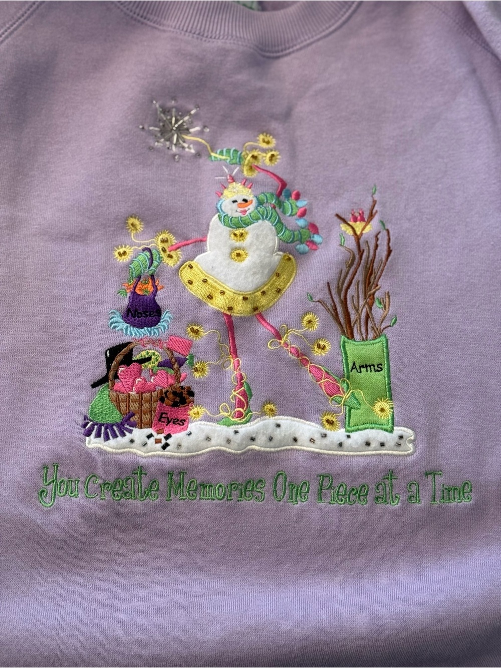 The Quacker Factory XL NWOT Lavender Snowman Sweatshirt Fleece Embroidered - Picture 6 of 9